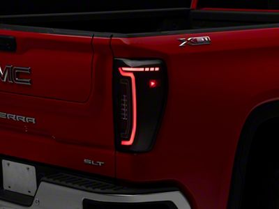 DRL LED Tail Lights; Black Housing; Clear Lens (19-25 Sierra 1500 w/ Factory LED Tail Lights)