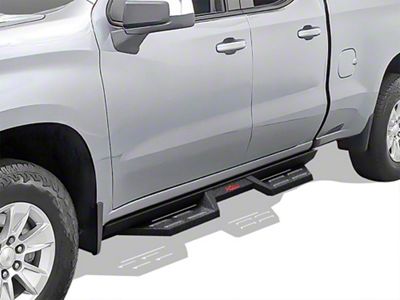 Drop Down Style Nerf Side Step Bars; Matte Black (19-25 Sierra 1500 Double Cab)