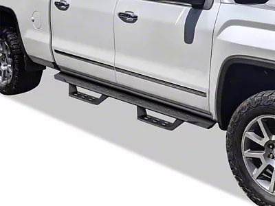 Drop Down Style Nerf Side Step Bars; Matte Black (07-18 Sierra 1500 Crew Cab)
