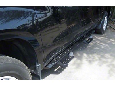 Drop Style Door to Door Nerf Side Step Bars; Black (19-23 Sierra 1500 Crew Cab)