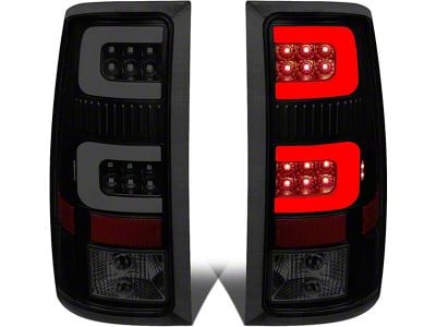 Dual C-Bar LED Tail Lights; Black Housing; Smoked Lens (07-13 Sierra 1500)