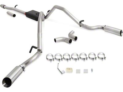 Dual Exhaust System with Polished Tips; Rear Exit (14-18 5.3L Sierra 1500)