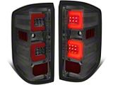 Dual Red C-Bar LED Tail Lights; Chrome Housing; Smoked Lens (14-18 Sierra 1500 w/ Factory Halogen Tail Lights)