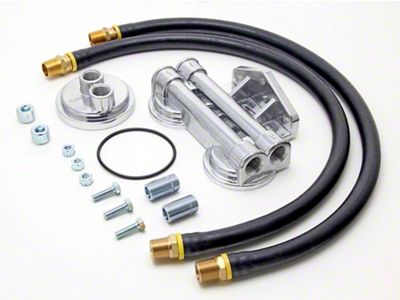 Dual Remote Oil Filter Relocation Kit; 18mm x 1.50 Threads (99-13 4.3L Sierra 1500)