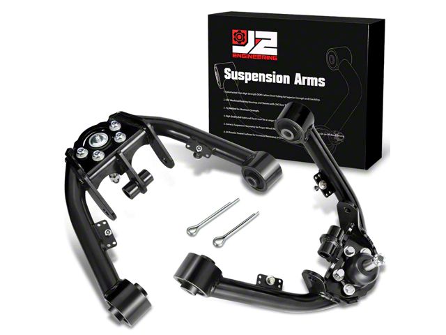 Dual Shock Mount Front Upper Control Arms for 2 to 4-Inch Lift; Black (99-06 Sierra 1500)