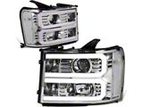 Dual U-Bar LED DRL Headlights; Chrome Housing; Clear Lens (07-13 Sierra 1500)