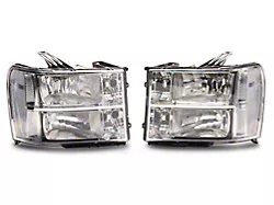 Euro Crystal Headlights; Chrome Housing; Clear Lens (07-13 Sierra 1500)