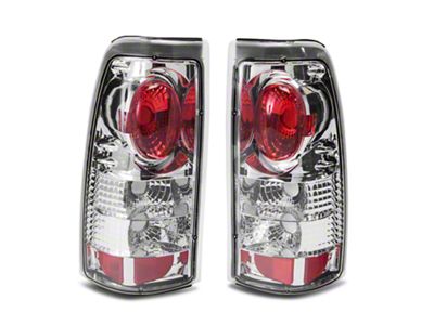 Euro Style Tail Lights; Chrome Housing; Clear Lens (99-02 Sierra 1500 Fleetside)