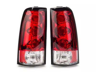 Euro Tail Lights; Chrome Housing; Red Lens (99-02 Sierra 1500 Fleetside)