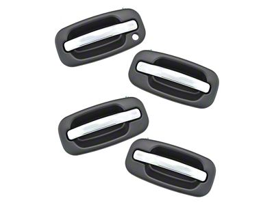 Exterior Door Handles; Front and Rear; Chrome and Black (99-06 Sierra 1500)