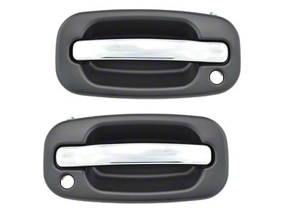 Exterior Door Handles; Front; Chrome and Black (99-06 Sierra 1500)