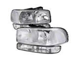 Factory Style Crystal Headlights with Bumper Lights; Chrome Housing; Clear Lens (99-06 Sierra 1500)