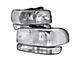 Factory Style Crystal Headlights with Bumper Lights; Chrome Housing; Clear Lens (99-06 Sierra 1500)