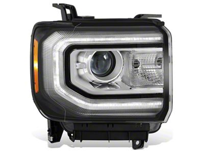 Factory Style Headlight with Amber Corner; Black Housing; Clear Lens; Passenger Side (16-18 Sierra 1500)