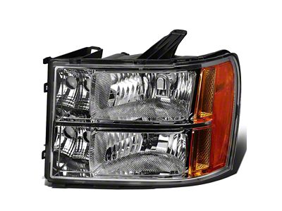 Factory Style Headlight; Chrome Housing; Clear Lens; Driver Side (07-13 Sierra 1500)