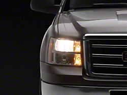 Factory Style Headlights with Amber Corners; Chrome Housing; Clear Lens (07-13 Sierra 1500)