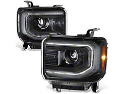 Factory Style Headlights with Clear Corner; Black Housing; Clear Lens (16-18 Sierra 1500)