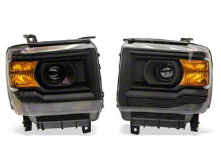 Speed Daddy Smoked Projector Headlights For 2014-2018 GMC Sierra – Clear Corner, Halogen