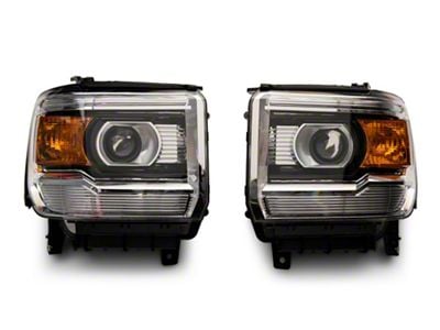Projector Headlights; Chrome Housing; Clear Lens (14-18 Sierra 1500 w/ Factory Halogen Non-LED DRL Headlights)