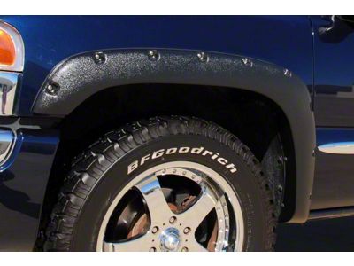 Elite Series Rivet Style Fender Flares; Front; Smooth Black (99-06 Sierra 1500)