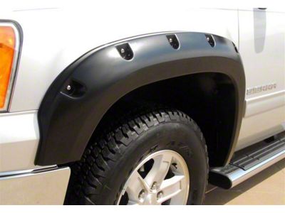 Elite Series Rivet Style Fender Flares; Front; Smooth Black (07-13 Sierra 1500)