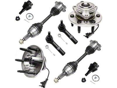 Front CV Axles with Wheel Hub Assemblies, Tie Rods and Ball Joints (07-13 4WD Sierra 1500)