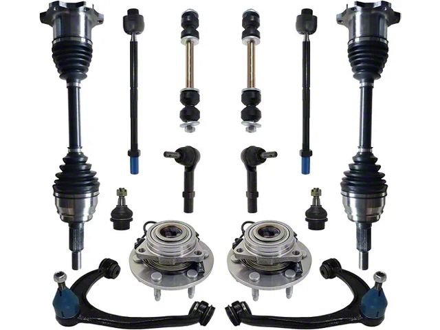 Front Upper Control Arms with CV Axles, Lower Ball Joints, Hub Assemblies, Sway Bar Links and Tie Rods (07-13 4WD Sierra 1500)
