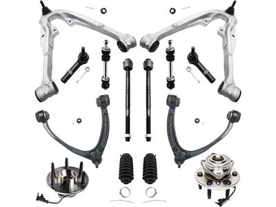 Front Upper and Lower Control Arms with Hub Assemblies, Sway Bar Links and Tie Rods (07-13 Sierra 1500 w/ Stock Cast Aluminum Control Arms)