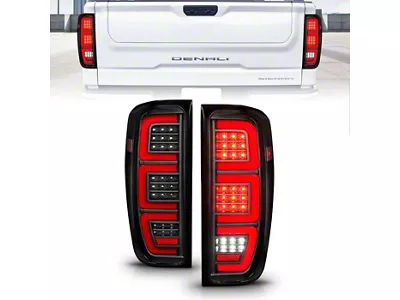 Full LED Tail Lights with Sequential Turn Signal; Black Housing; Clear Lens (19-23 Sierra 1500 w/ Factory LED Tail Lights)