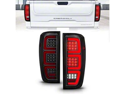 Full LED Tail Lights with Sequential Turn Signal; Black Housing; Smoked Lens (19-24 Sierra 1500 w/ Factory LED Tail Lights)