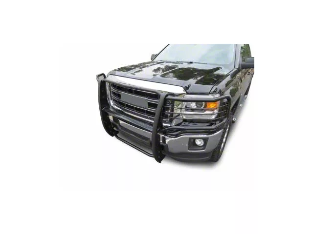 Grille Guard with 5.30-Inch Red Round Flood LED Lights; Black (14-18 Sierra 1500, Excluding Denali)