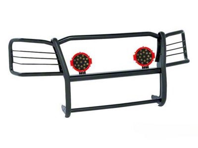 Grille Guard with 7-Inch Round LED Lights; Black (07-13 Sierra 1500, Excluding Denali)