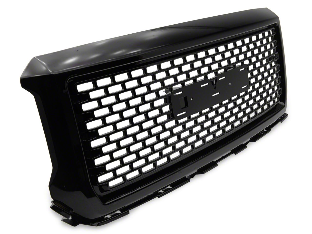 Denali Style Gloss Black Grille & Lower Skid Plate – Fits 2014-2015 GMC Sierra 1500 – 2-Piece Set 3 thumbnail image