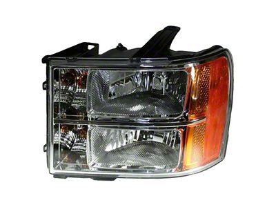Halogen Headlight; Chrome Housing; Clear Lens; Driver Side (07-13 Sierra 1500)