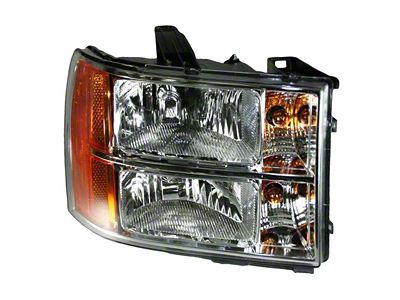 Halogen Headlight; Chrome Housing; Clear Lens; Passenger Side (07-13 Sierra 1500)