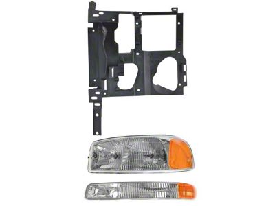 Halogen Headlight with Mounting Bracket; Chrome Housing; Clear Lens; Driver Side (99-06 Sierra 1500, Excluding C3 & Denali)