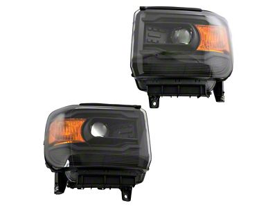 Halogen Headlights; Black Housing; Clear Lens (14-18 Sierra 1500 w/ Factory Halogen Headlights)