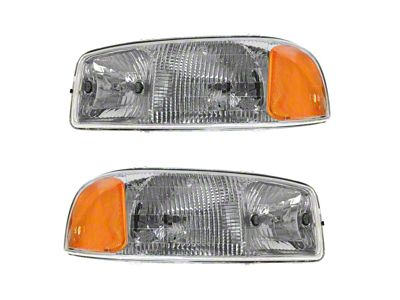 Halogen Headlights; Chrome Housing; Clear Lens (99-06 Sierra 1500)