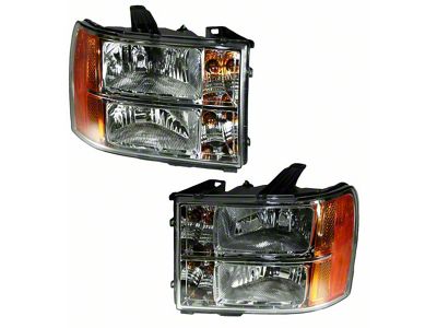 Halogen Headlights; Chrome Housing; Clear Lens (07-13 Sierra 1500)