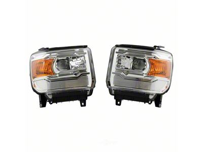 Halogen Headlights; Chrome Housing; Clear Lens (14-15 Sierra 1500 w/ Factory Halogen Headlights)