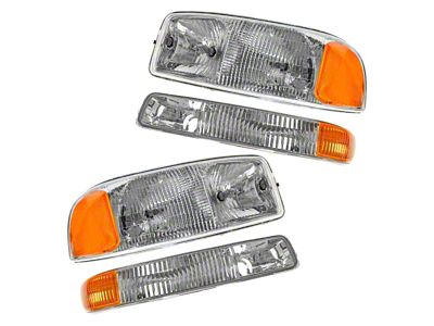 Halogen Headlights with Parking Lights; Chrome Housing; Clear Lens (99-06 Sierra 1500)