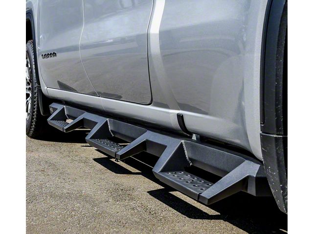 Westin HDX Drop Wheel-to-Wheel Nerf Side Step Bars; Textured Black (19-24 Sierra 1500 Double Cab)