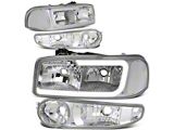 LED DRL Headlights with Clear Corner Nights; Chrome Housing; Clear Lens (02-06 Sierra 1500 Denali)