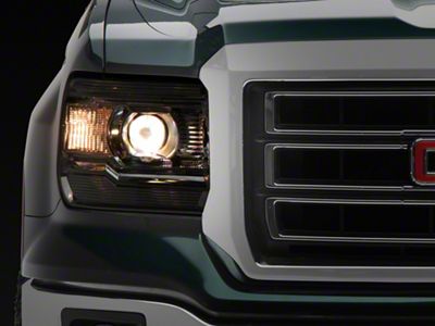 Projector Headlights with Clear Corner Lights; Chrome Housing; Clear Lens (14-15 Sierra 1500 w/ Factory Halogen Headlights)