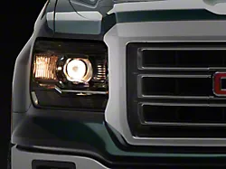Projector Headlights with Clear Corner Lights; Chrome Housing; Clear Lens (14-15 Sierra 1500 w/ Factory Halogen Headlights)