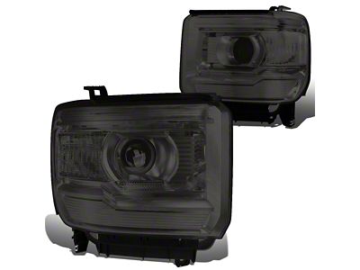 Projector Headlights with Clear Corner Lights; Chrome Housing; Smoked Lens (14-15 Sierra 1500 w/ Factory Halogen Headlights)
