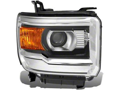 OE Style Projector Headlight; Black Housing; Clear Lens; Passenger Side (14-18 Sierra 1500 w/ Factory Halogen Non-LED DRL Headlights)