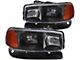 Factory Style Headlights with Bumper Lights; Matte Black Housing; Clear Lens (99-06 Sierra 1500)