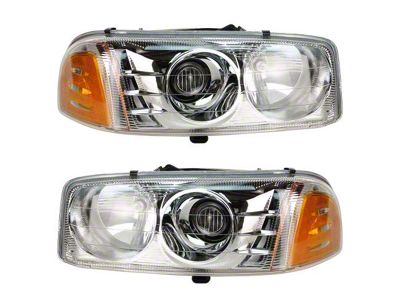 Headlights; Chrome Housing; Clear Lens (01-06 Sierra 1500)