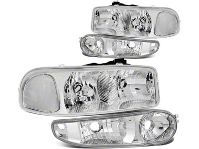 Headlights with Clear Corner; Chrome Housing; Clear Lens (01-06 Sierra 1500 C3, Denali)